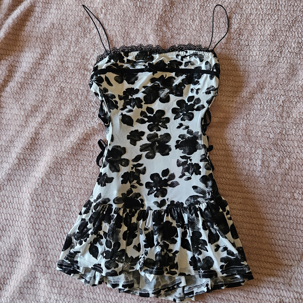 Dolls Kill Black Floral Mini Dress